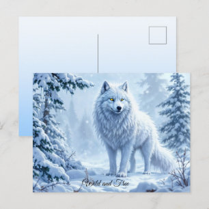 Vild snövarg rovdjur natur vinter konst vykort
