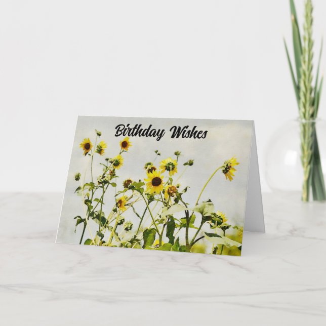 Vild Solblommor Art Birthday Card Kort (Framsida)