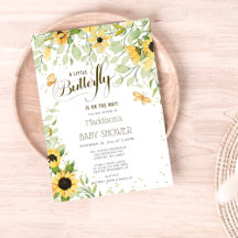 Vild Solblommor & Butterflies Neutralt Baby Shower