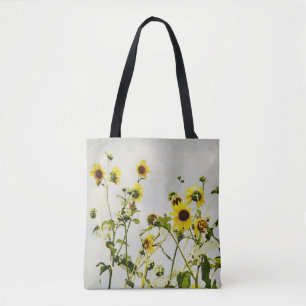 Vild Solblommor Gult Flower Blommigt Art Tote Bag Tygkasse