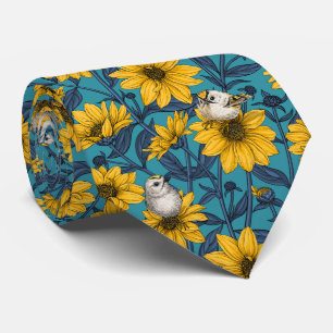 Vild Solblommor och guldfåglar/ gult Slips