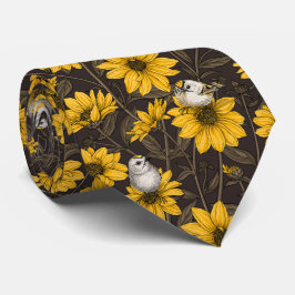 Vild Solblommor och guldfåglar/ gult Slips