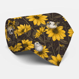 Vild Solblommor och guldfåglar/ gult Slips