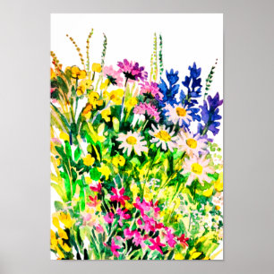 Vild sommarblommor i fält poster