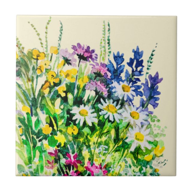 Vild sommarblommor kakelplatta (Framsidan)