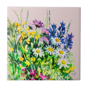 Vild Sommarblommor, keramiskt plattor Kakelplatta