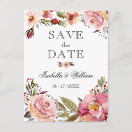 Vild sommarboho med blommor Save the Date Bröllop Meddelande Vykort