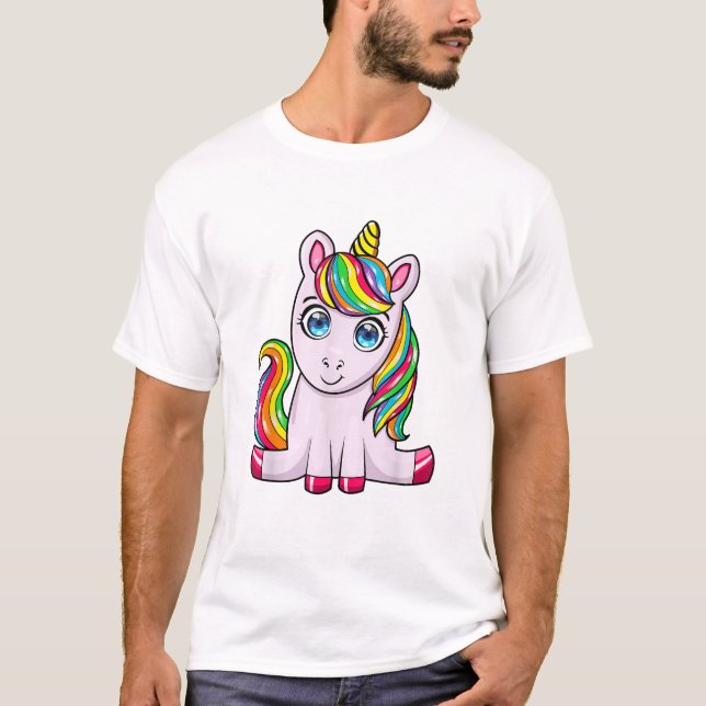 Vild söt enhörning regnbåge trupp enhörning t-shir t shirt (Framsida)