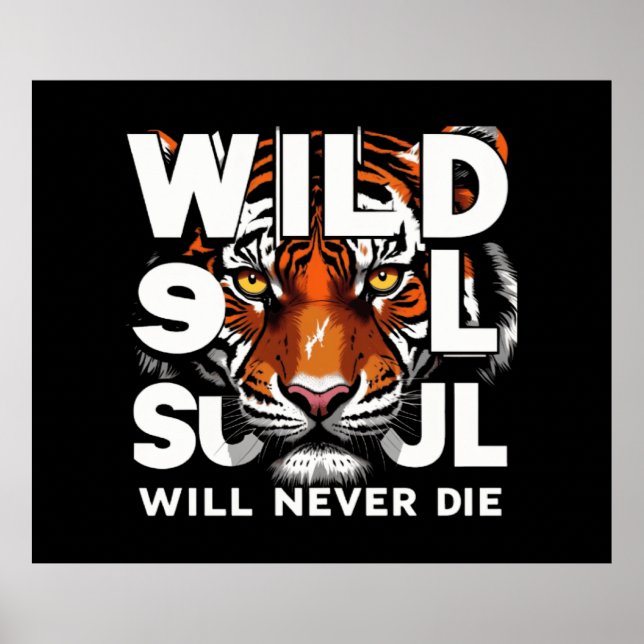 "Vild Soul - Fierce Tiger Ögon Motivational Art" Poster (Framsidan)