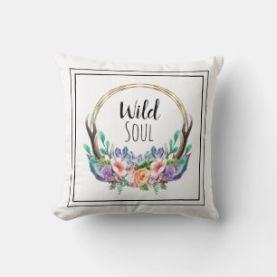 "VILD SOUL" Guld ram Nature Antler WAN Boho Kudde