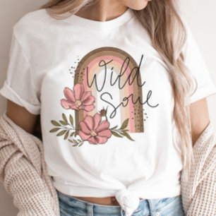 Vild Soul Modern Boho Rainbow Blommigt T Shirt