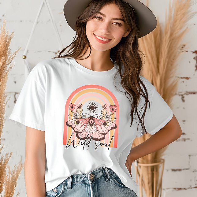 Vild Soul Retro Boho Rainbow Blommigt Butterfly T Shirt (Skapare uppladdad)