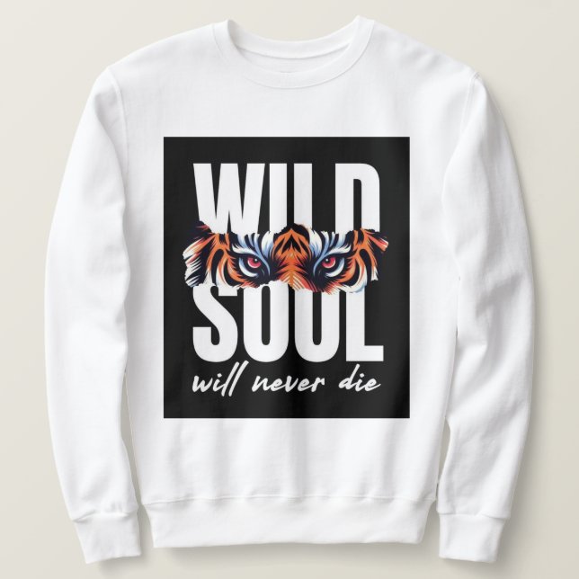 Vild Soul Tiger Ögon Graphic T-Shirt Lång Ärmad Tröja (Design framsida)