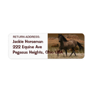 Vild SPANISH MUSTANG HORSE-Returetiketter Returadress Etikett