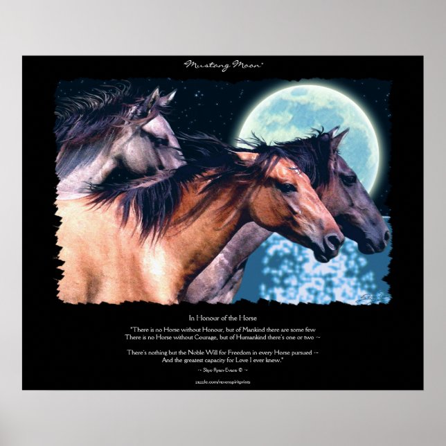 Vild Spanska Mustang Horses Art & Dikt Poster (Framsidan)