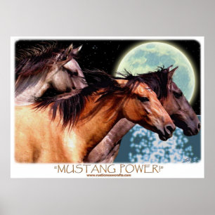 Vild Spanska Mustang Horses Fantasy Art Poster