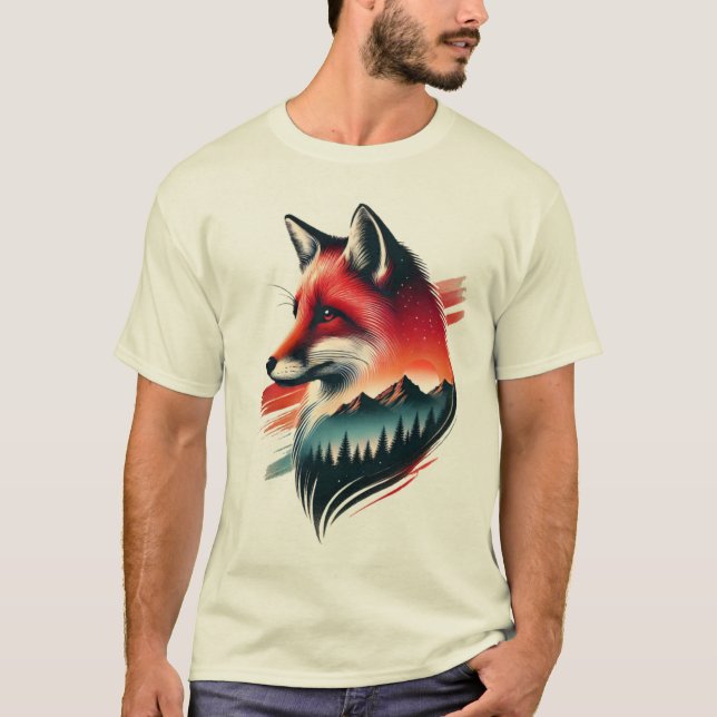 Vild Spirit Fox - Naturinspirerad konstnärlig T-Sh T Shirt (Framsida)