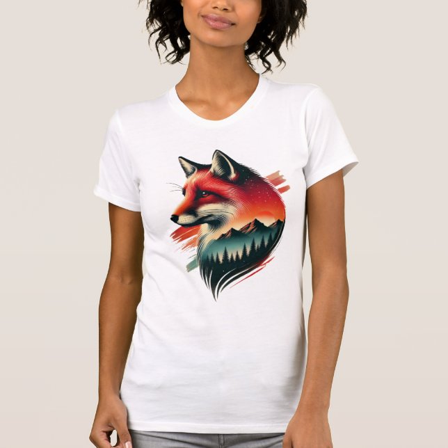 Vild Spirit Fox - Naturinspirerad konstnärlig T-Sh T Shirt (Framsida)