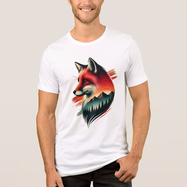Vild Spirit Fox - Naturinspirerad konstnärlig T-Sh T Shirt (Framsida)