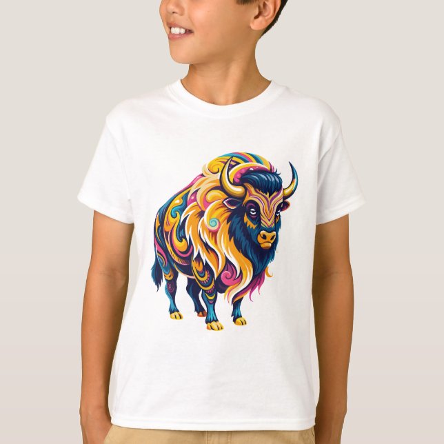 Vild Spirit Neon Bison T Shirt (Framsida)