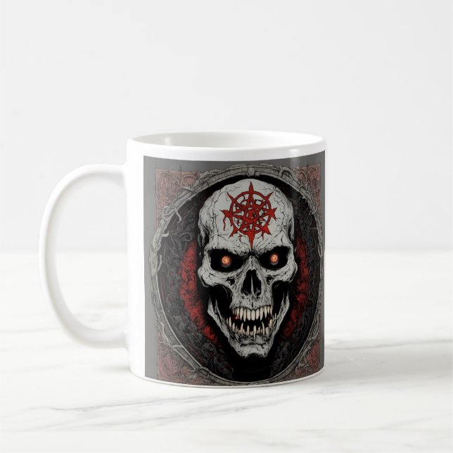"Vild Spirit Skull Mugg" "Gunslinger Varg Mugg"" Kaffemugg (Vänster)