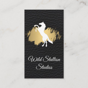 Vild Stallion Guld Brushed Leather Visitkort