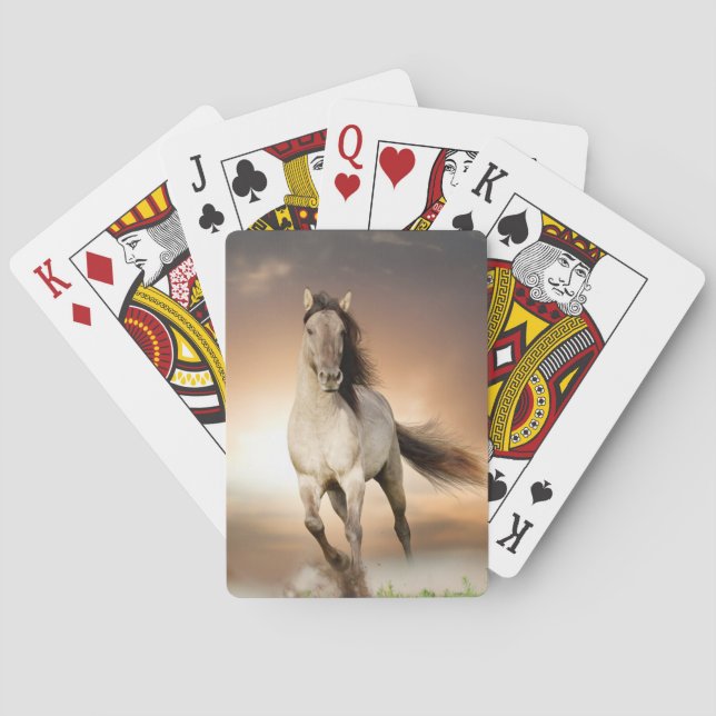Vild Stallion som går i solnedgång Spel Kort (Baksidan)