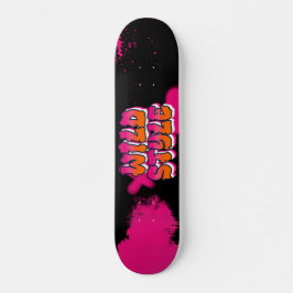 Vild Stil Rosa Graffiti Paint Splatter Mini Skateboard Bräda 18,5 Cm