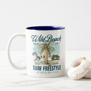 Vild strand – Surf Freestyle Retro Beach Två-Tonad Mugg