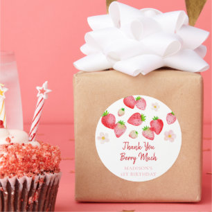 Vild Strawberry Berry Sweet Birthday Runt Klistermärke