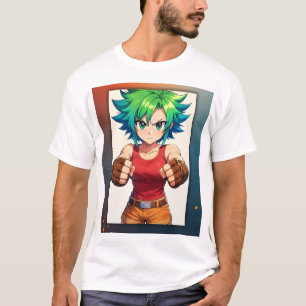 Vild stridande tjej – Anime krigarikonst T Shirt