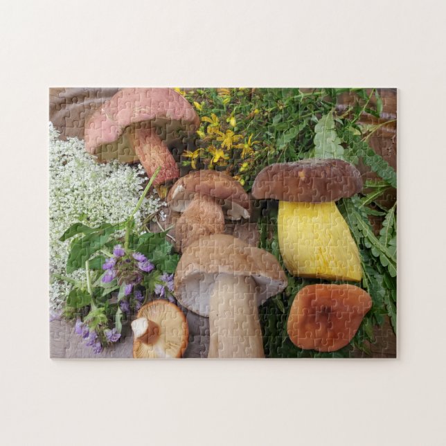 Vild Svampar och Wildblommor Jigszle Puzzle Pussel (Horisontell)