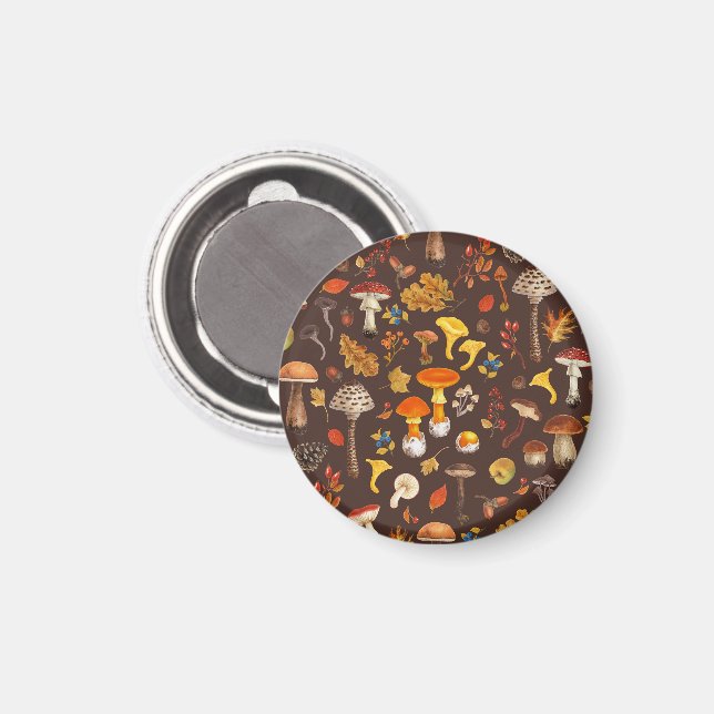 Vild svampar på bruna magnet (Front/Back)