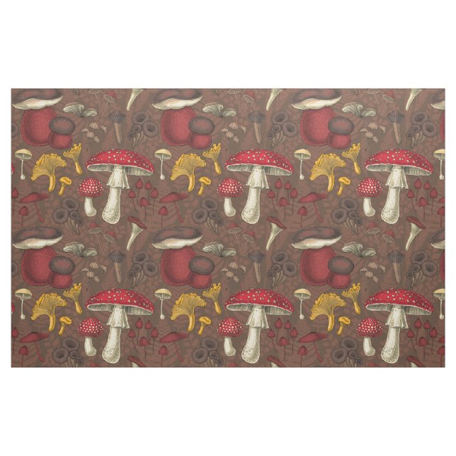 Vild svampar på bruna tyg (Fat Quarter)