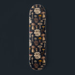 Vild Svampar på svart grafitmassa Mini Skateboard Bräda 18,5 Cm<br><div class="desc">Olika handdragna svampar av vild,  vektor mönster</div>