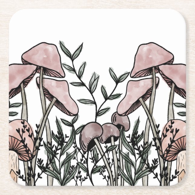 Vild Svampar Underlägg Papper Kvadrat (Framsidan)