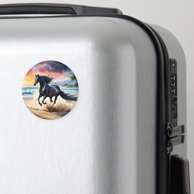 Vild svart hingst galopperar magnet (In Situ (Luggage))