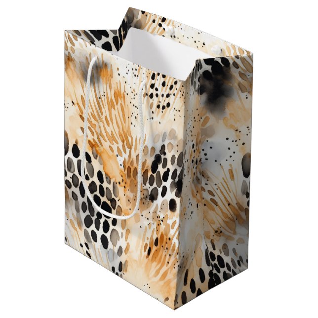 Vild Svart Kräm Leopard Djur Blommig (Framsidan Vinklad)