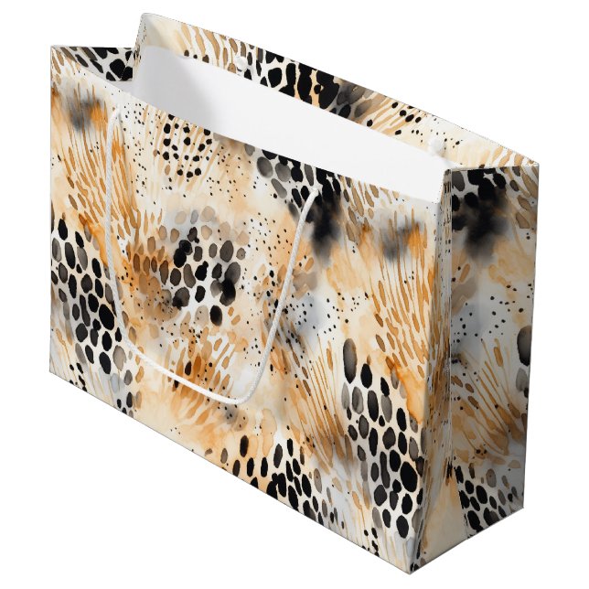 Vild Svart Kräm Leopard Djur Blommig (Framsidan Vinklad)