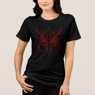 Vild svart och röd tribal linje konst illustration tee shirt