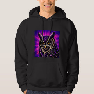 Vild Svart Uggle Vintage Vilda Djur Hoodie