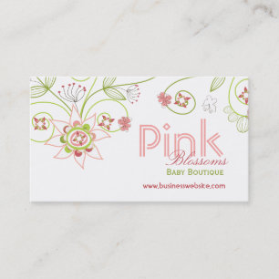 Vild Sweet Rosa Blommar Flowers Whimsical Blommigt Visitkort
