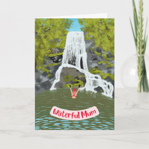 Vild Swimming Funny Waterfall Pun Mors dag Kort