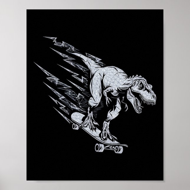 Vild T-Rex Skateboardåkning Blixtsnabbhet  Poster (Framsidan)