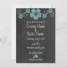 Vild Teal Ro Chalkboard bröllopsinbjudan