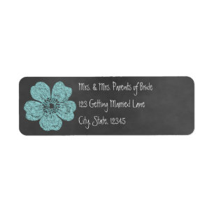 Vild Teal Rosor Chalkboard Avery-etikett Returadress Etikett