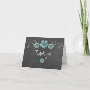 Vild Teal Rosor Chalkboard Tackkort Card