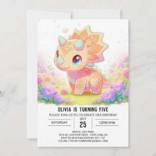 Vild Tecknad Dinosaur Digital Birthday Inbjudningar
