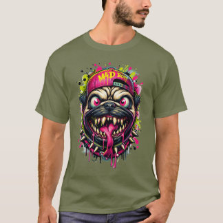 Vild Tecknad Pug T Shirt