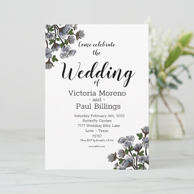 Vild Texas Cotton Design Inbjudningar (Stående Fram)